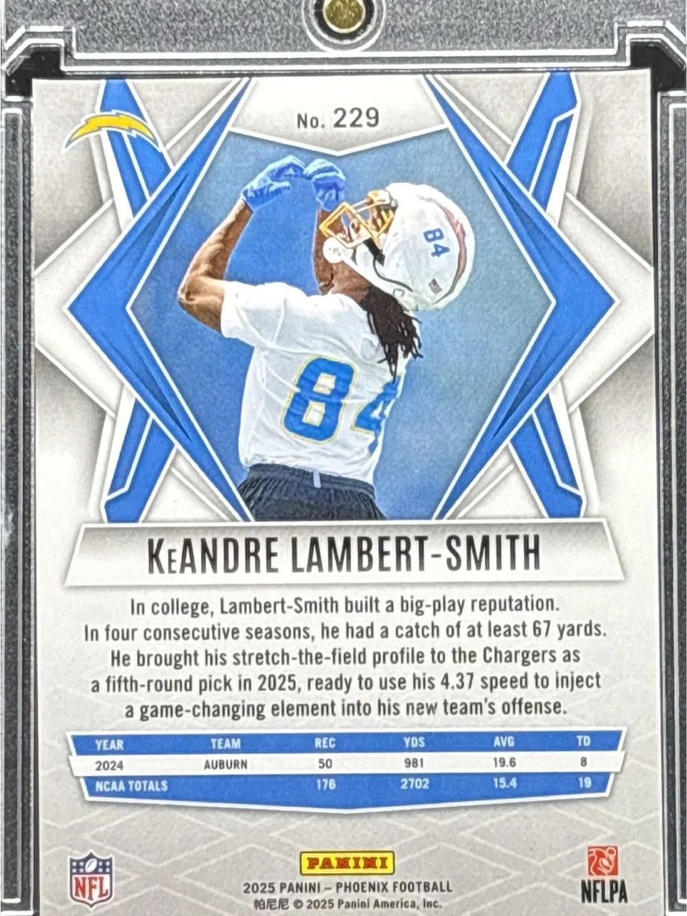 Keandre Lambert-Smith Chargers Rookie Card